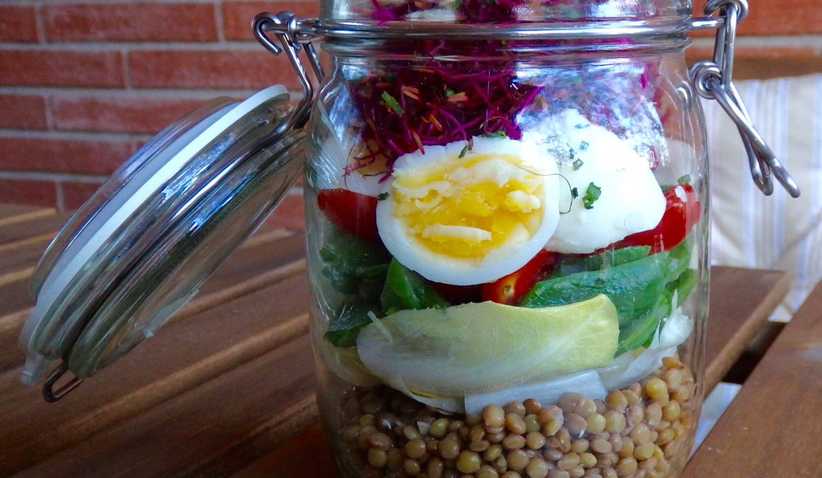 Ensalada de lentejas para llevar a la oficina